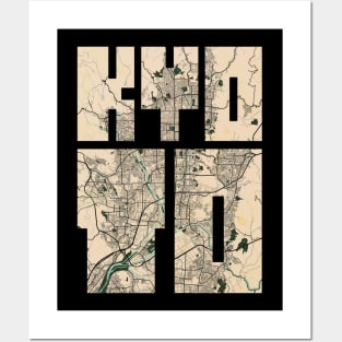 Kyoto, Kansai, Japan City Map Typography - Vintage Posters and Art